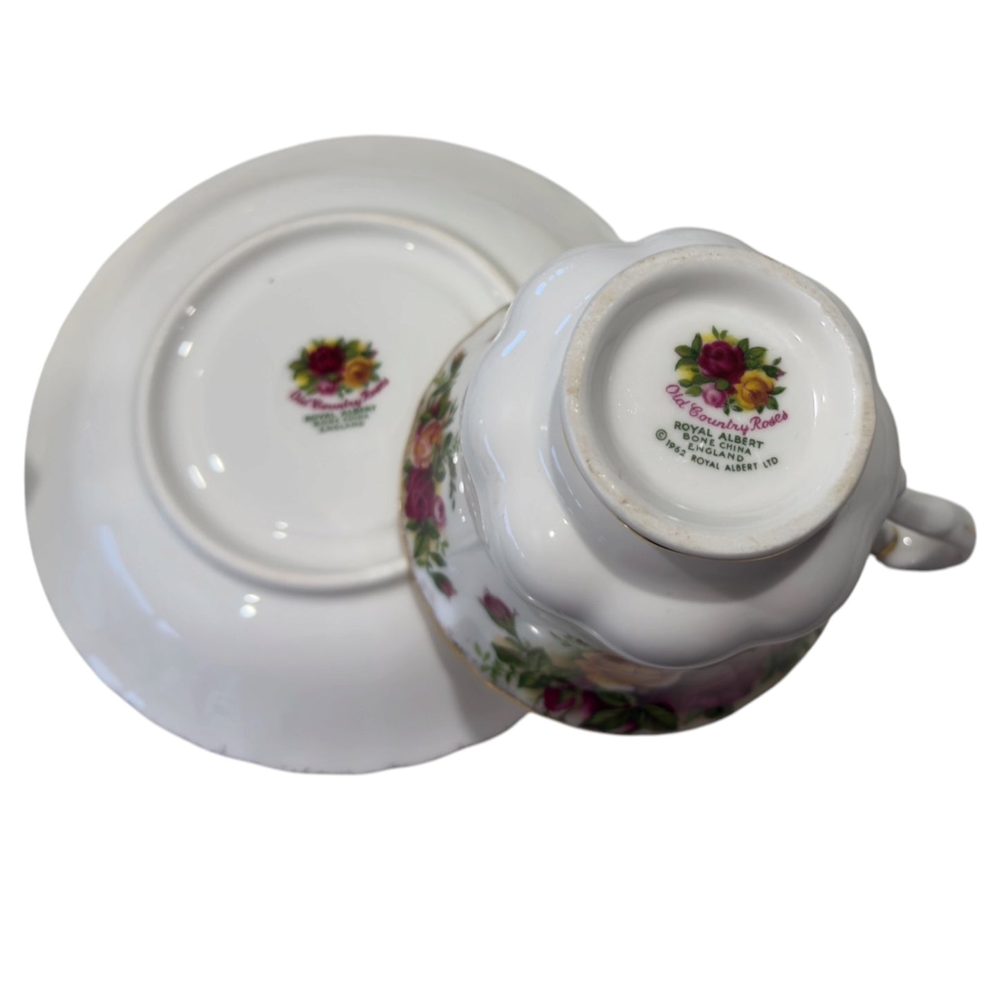 Royal Albert Old Country Roses Cup & Saucer Duo — Mismatched Backstamp