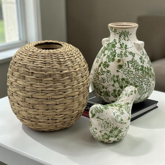 Green Floral Vase - 19.5cm