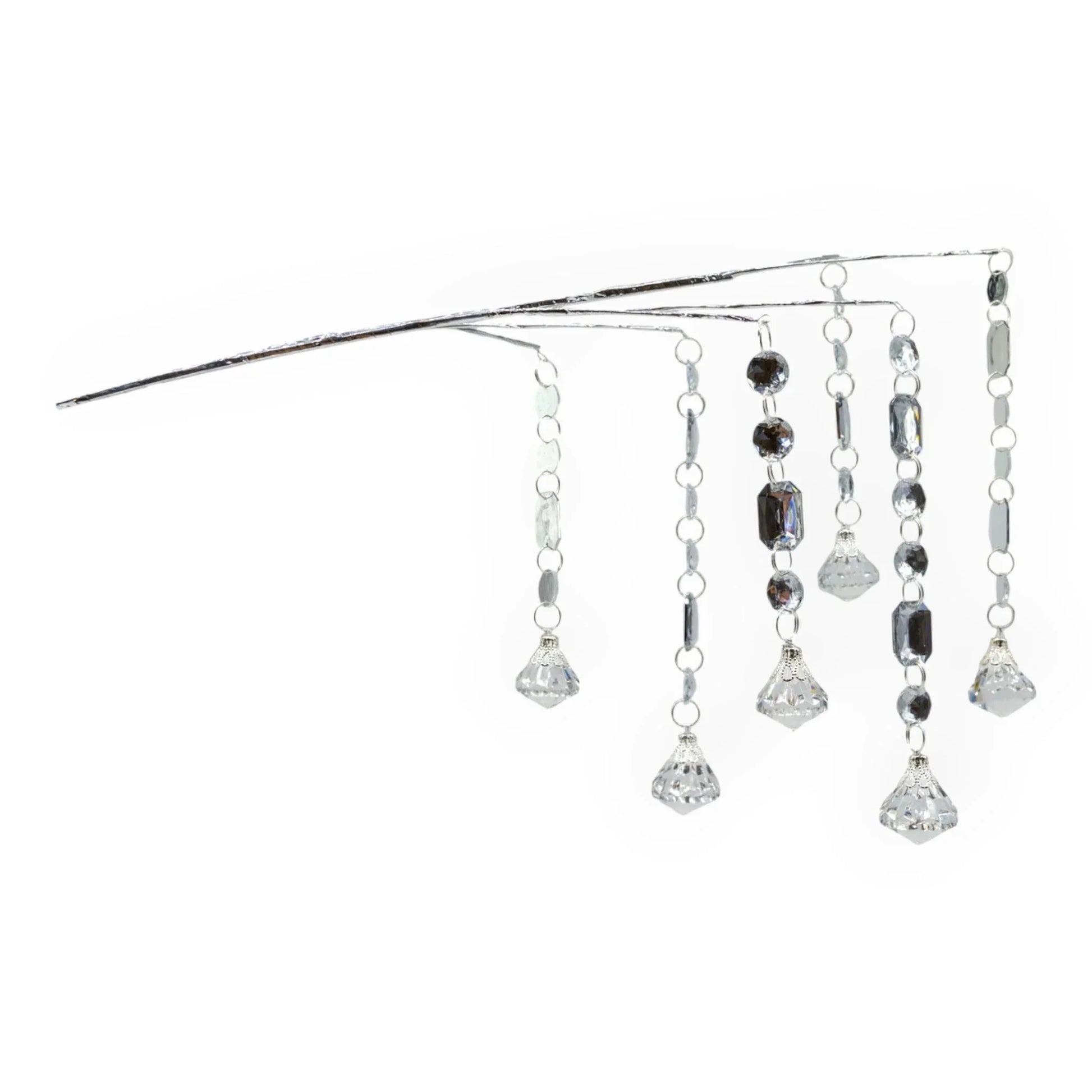 Elegant crystal hair accessory with dangling beads and faceted gems for bridal or formal wear