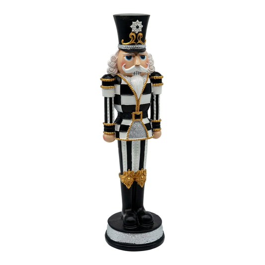 Nutcracker Black with White & Gold Accents - 33cm