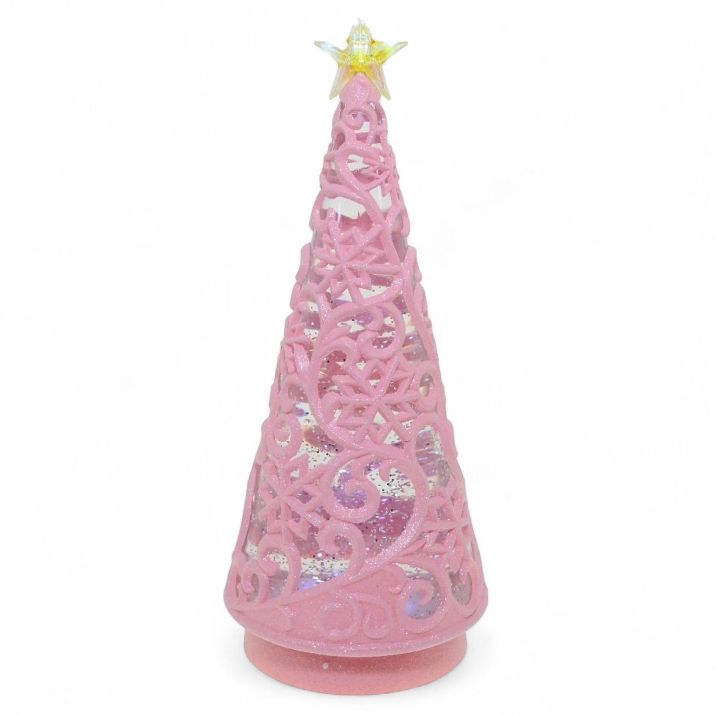 Pink LED Snowglobe Tree 30cm