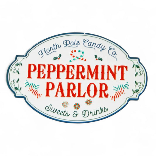 Christmas "Peppermint Parlor" Sign  - Metal