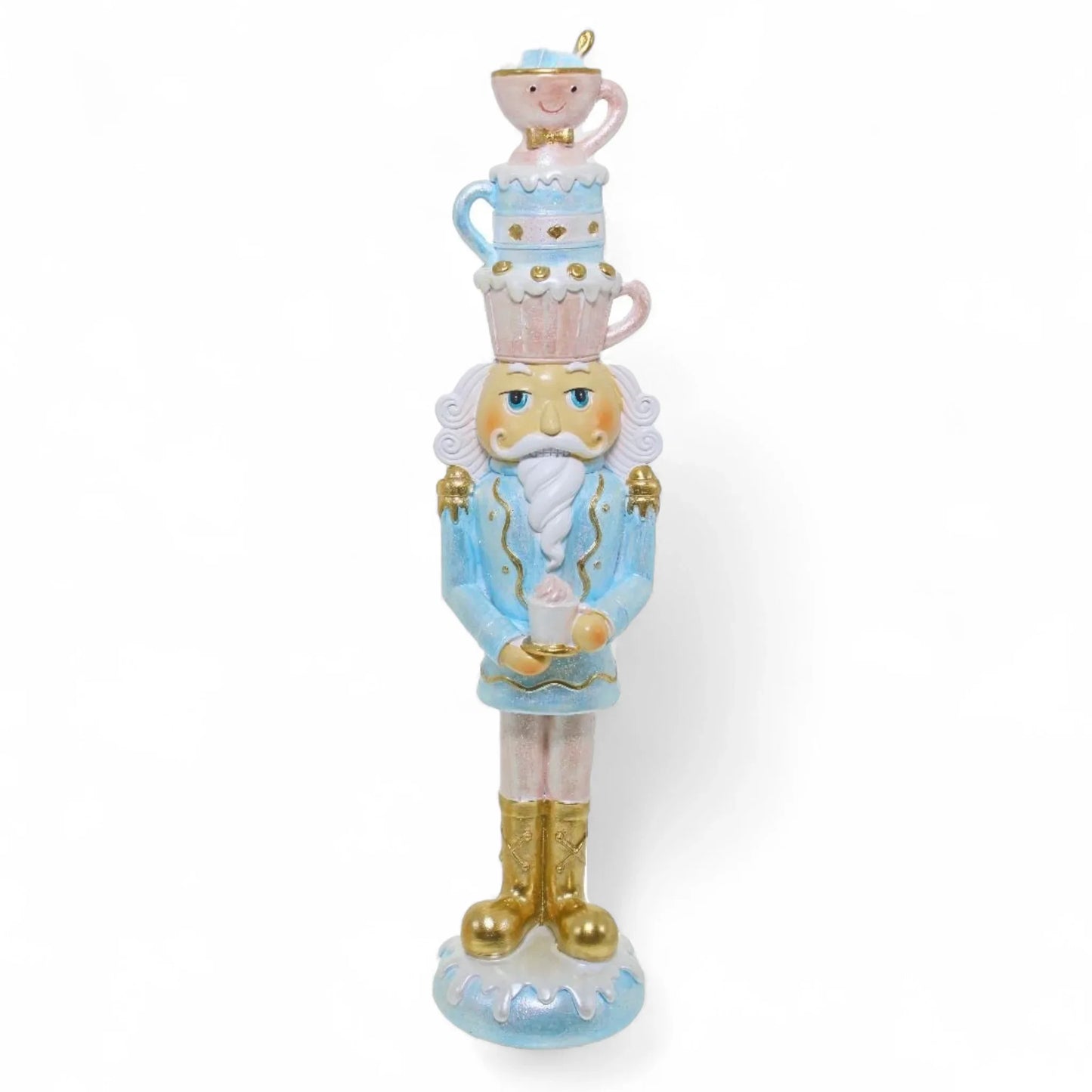 Blue Jacket with Pink Nutcracker Decoration