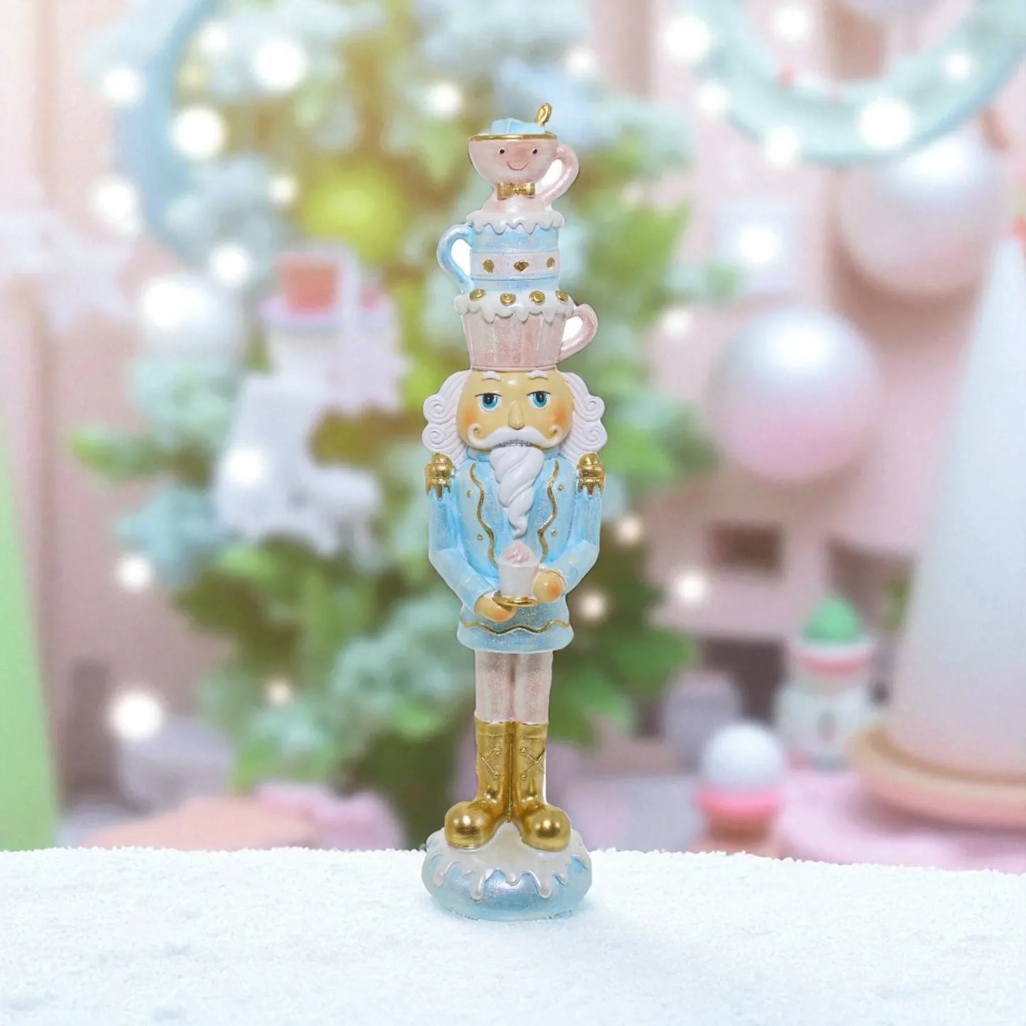 Blue Jacket with Pink Nutcracker Decoration