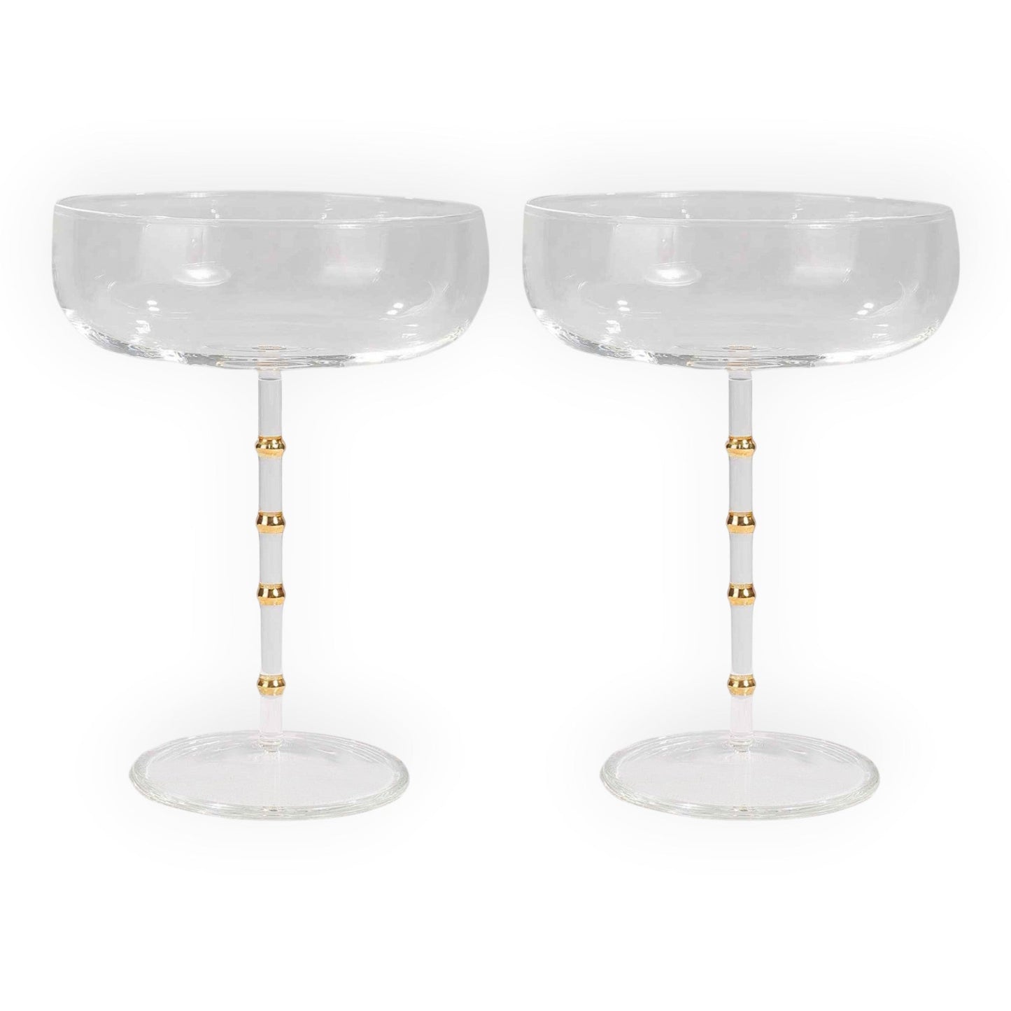 Hudson - Set of 2 Coupe Glass Clear/Gold