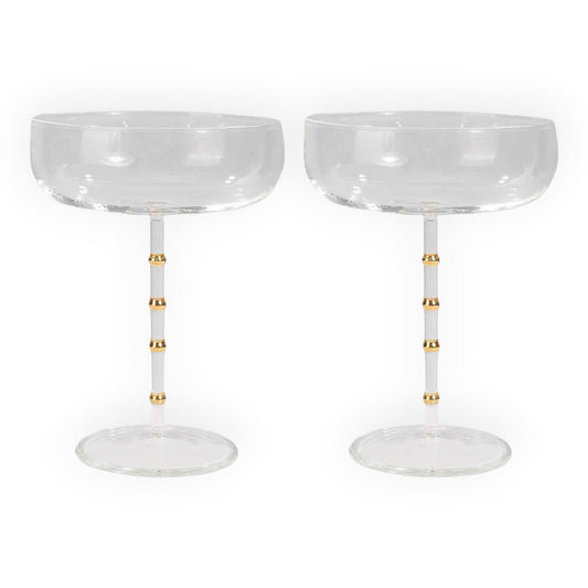 Hudson - Set of 2 Coupe Glass Clear/Gold