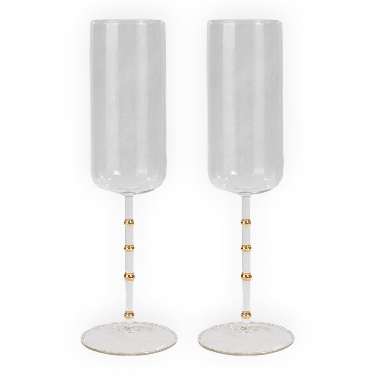 Hudson - Set of 2 Glass Flutes Clear/Gold