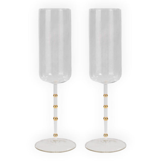Hudson - Set of 2 Glass Flutes Clear/Gold
