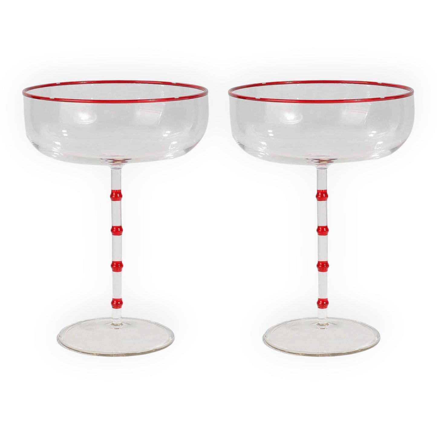 Hudson - Set of 2 Coupe Glass Clear/Red