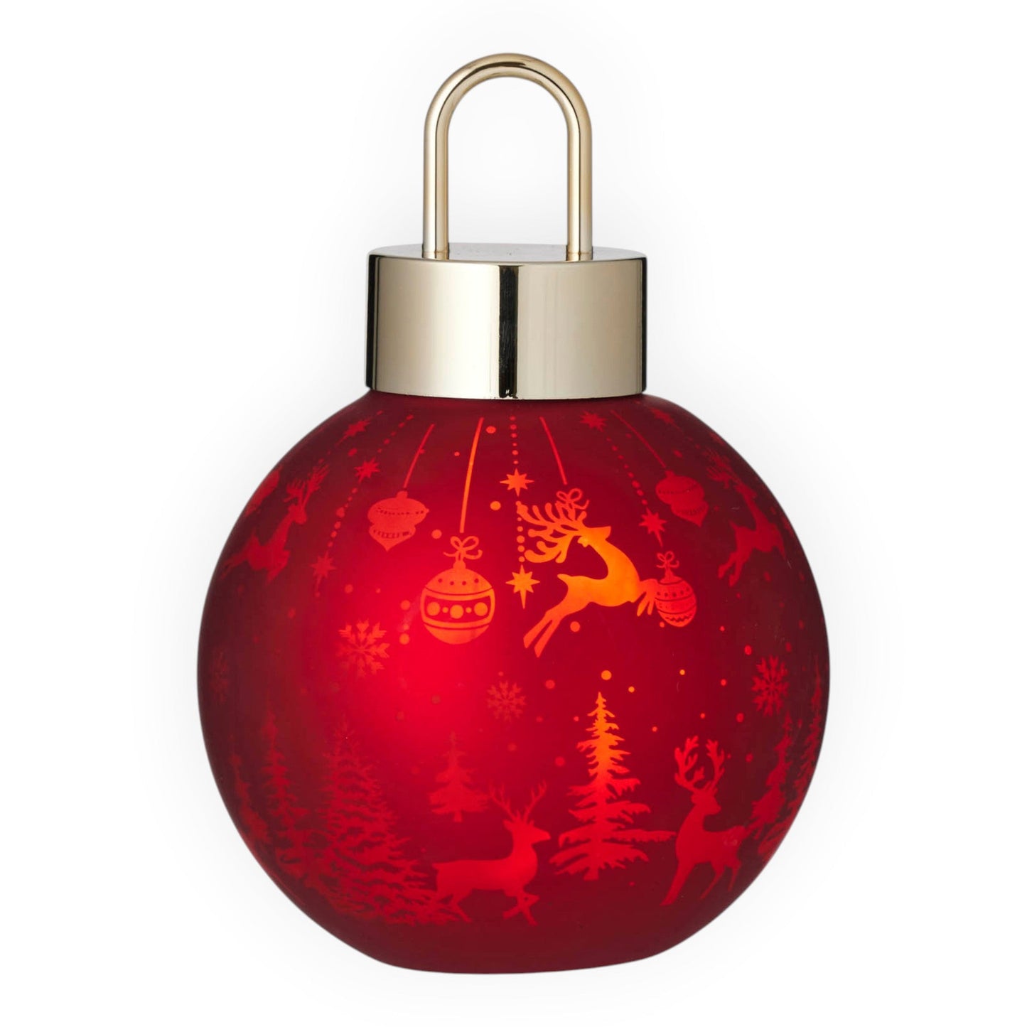 LED Christmas Scene Bauble Glass - Red 18cm