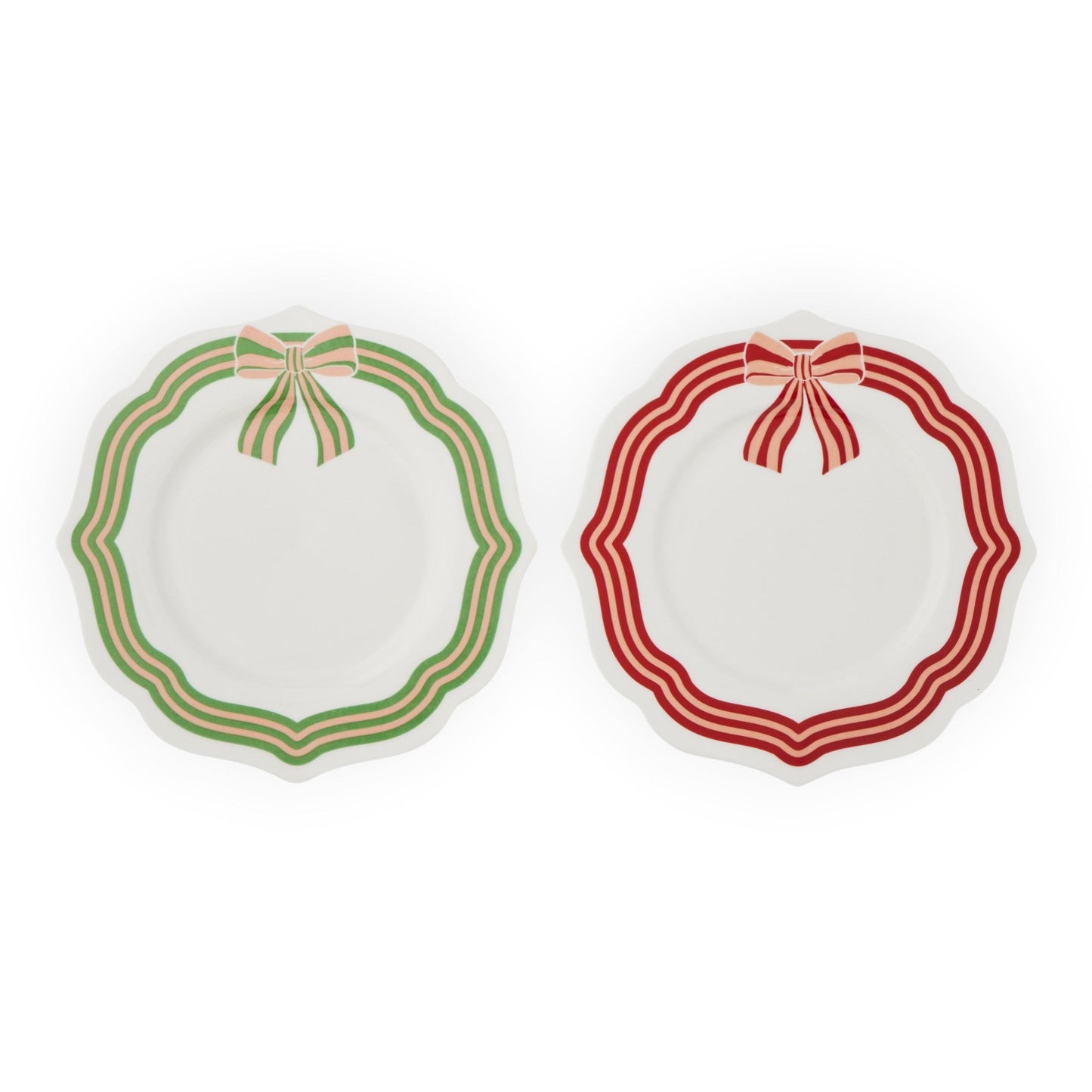 Bow Plate Ceramic 20cm - Red or Green