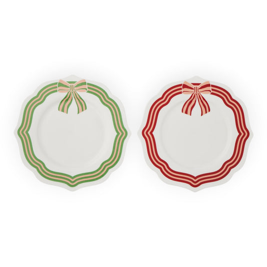Bow Plate Ceramic 20cm - Red or Green