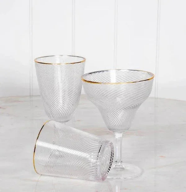 Acrylic Tumbler Clear Stripe With Gold Rim - Exquisite Homewares 