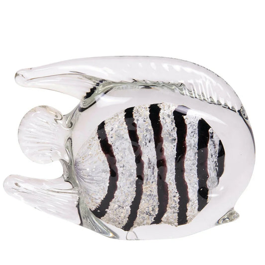 Axel Glass Fish in Black and White Stripe - Exquisite Homewares 