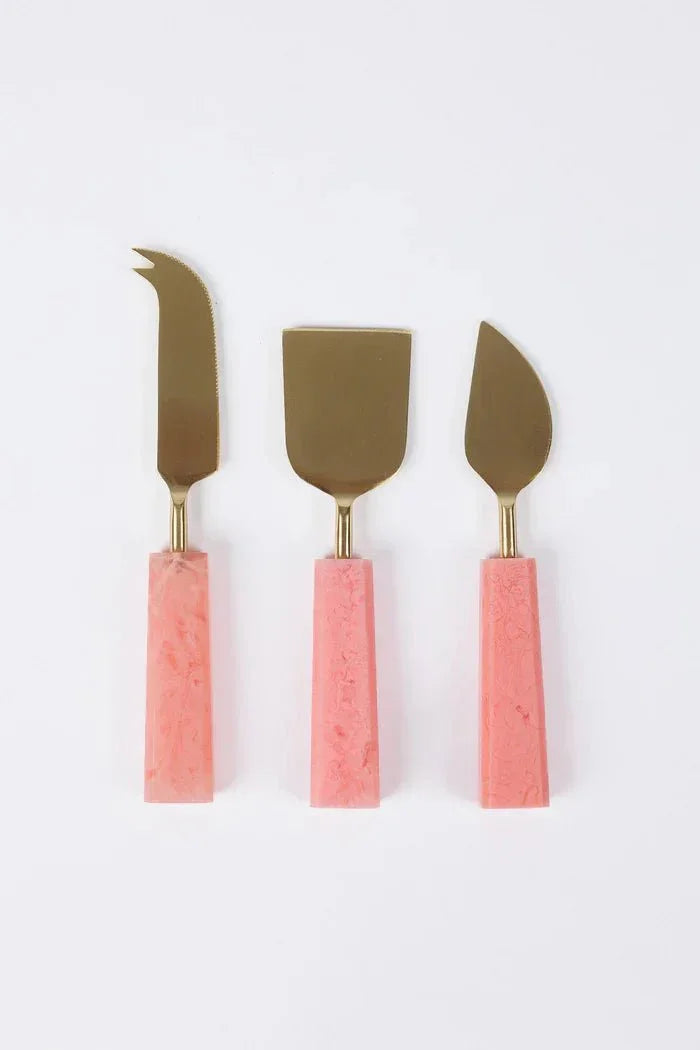 Benny Set of 3 Cheese Knives - pink - Exquisite Homewares 