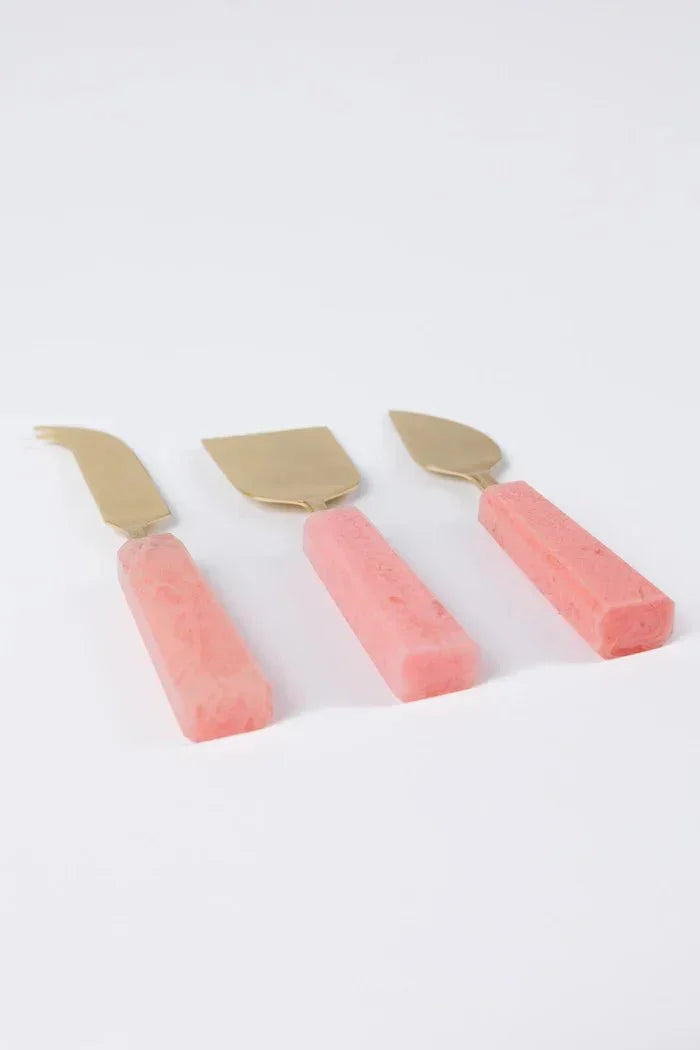 Benny Set of 3 Cheese Knives - pink - Exquisite Homewares 