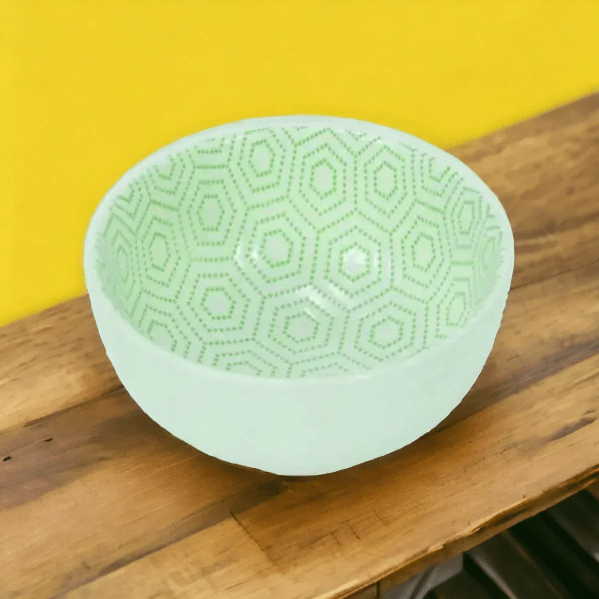 Ceramic Bowl (small) Hexagon Green - Exquisite Homewares 