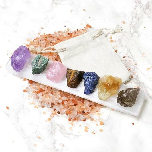 Chakra Crystal Kit with Selenite Charging Plate - Exquisite Homewares 