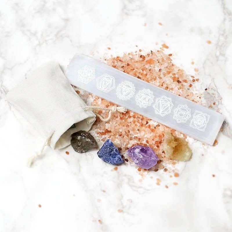 Chakra Crystal Kit with Selenite Charging Plate - Exquisite Homewares 
