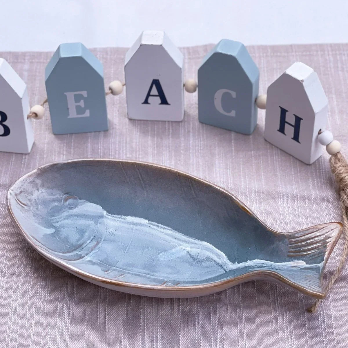 Coastal Blue Fish Platter - Handcrafted Stoneware - Exquisite Homewares 