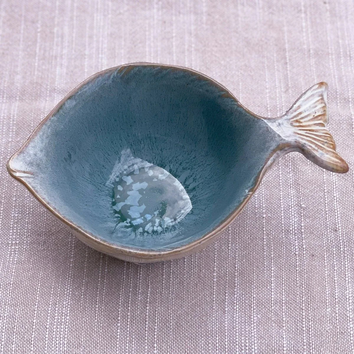 Coastal Blue Small Fish Bowl - Handcrafted Stoneware - Exquisite Homewares 