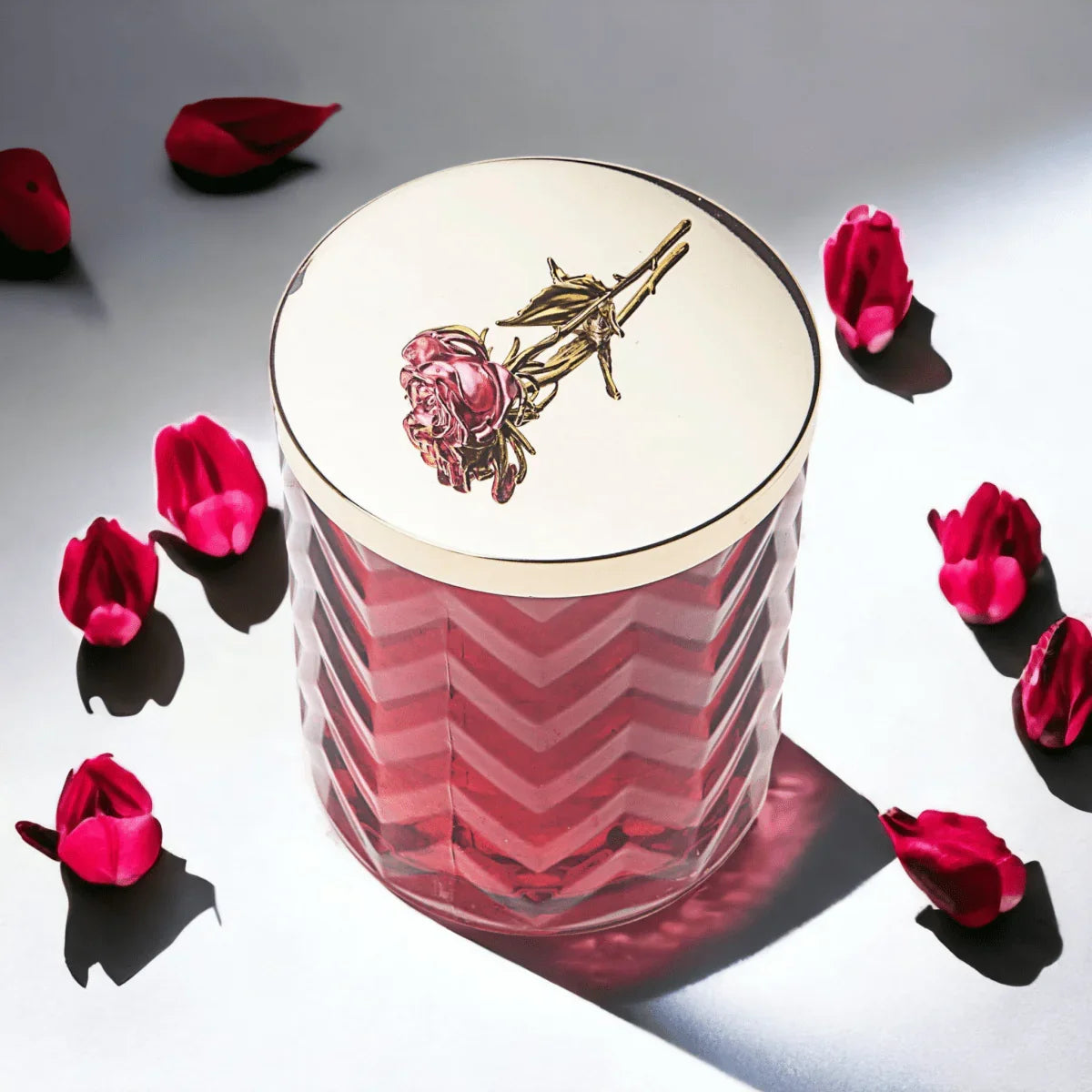 Cote Noire Red Herringbone Candle with Scarf - Exquisite Homewares 