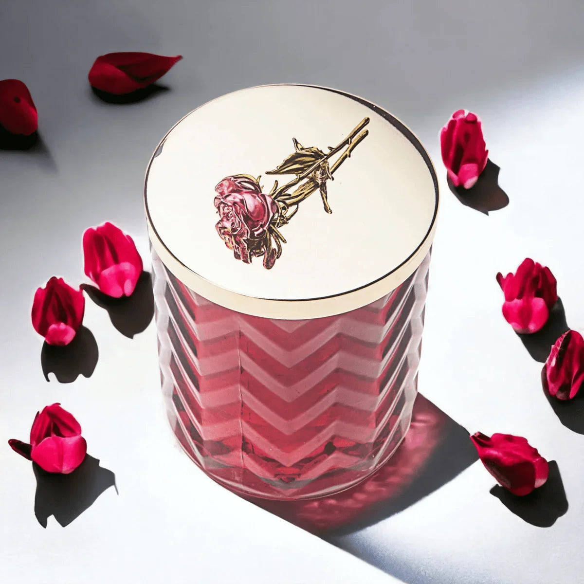 Cote Noire Red Herringbone Candle with Scarf - Exquisite Homewares 