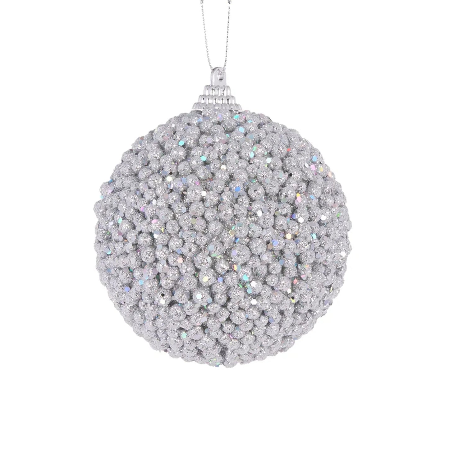Silver Pebbles Bauble 8cm