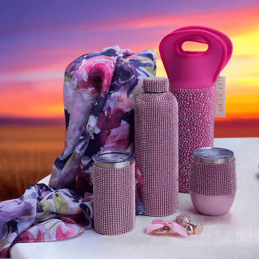 Diamonte Wine Bottle Carrier - Pink - Exquisite Homewares