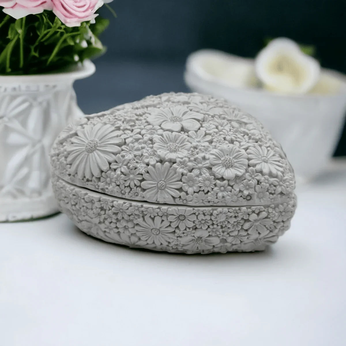 Floral Heart Trinket Box - Pink - Exquisite Homewares 
