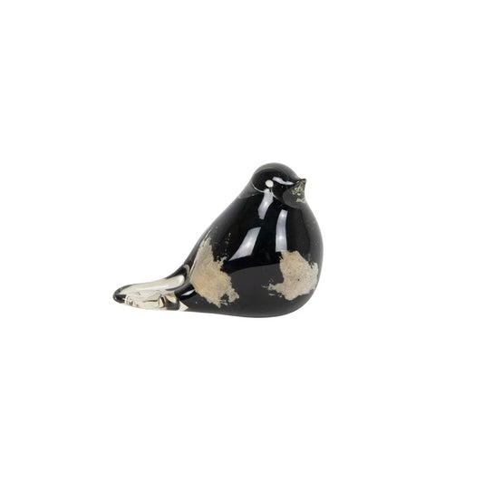 Glass Bird in Black, White, and Tan - Exquisite Homewares 