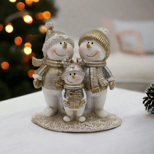 Gold and Silver Snowman Family - Exquisite Homewares