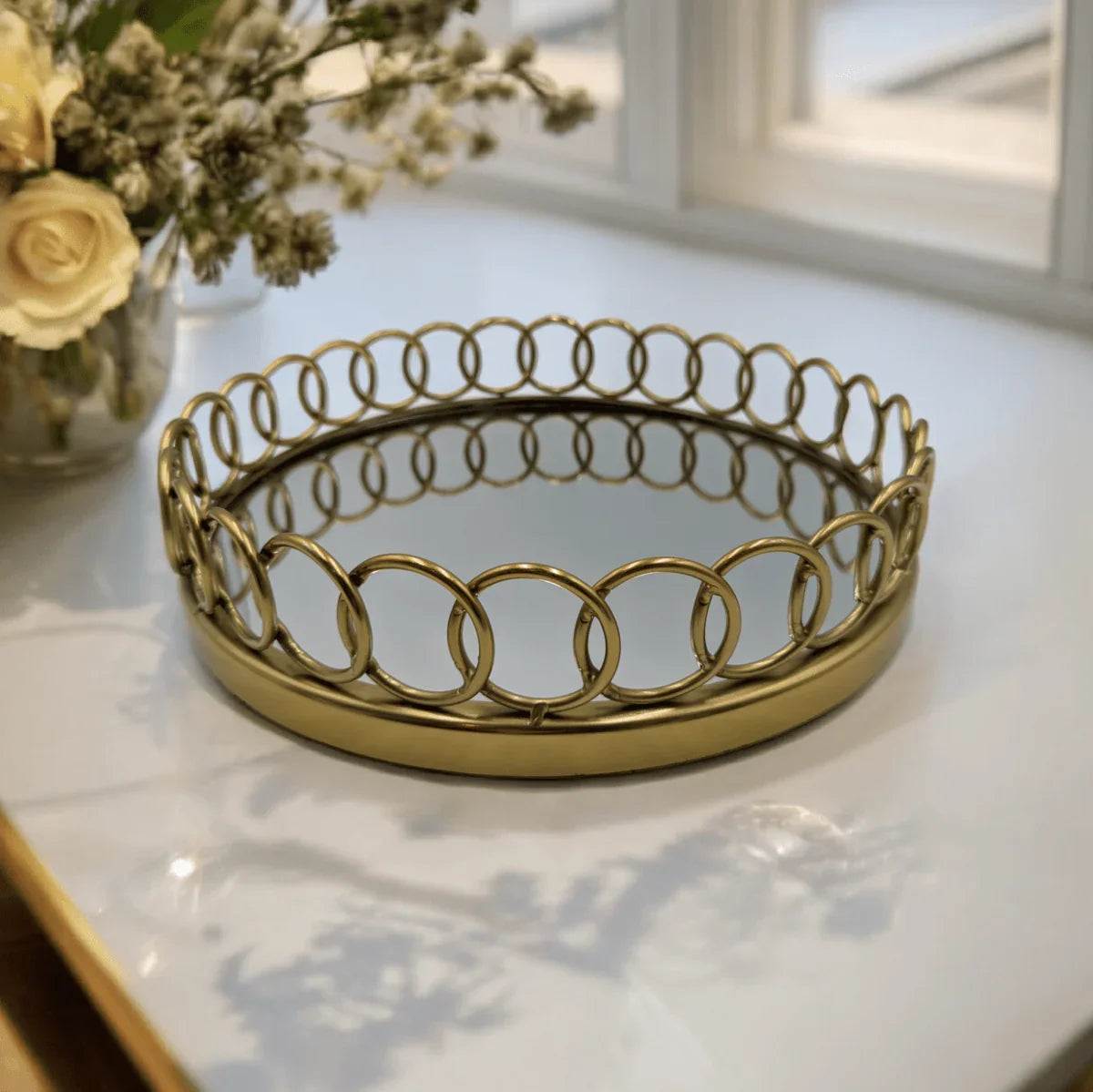 Gold Loop Mirror Tray - Exquisite Homewares 
