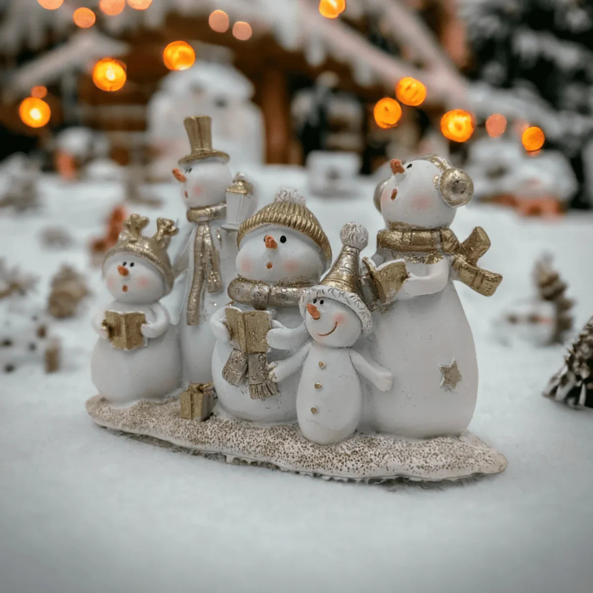 Gold Snowman Family with Baby - Exquisite Homewares 