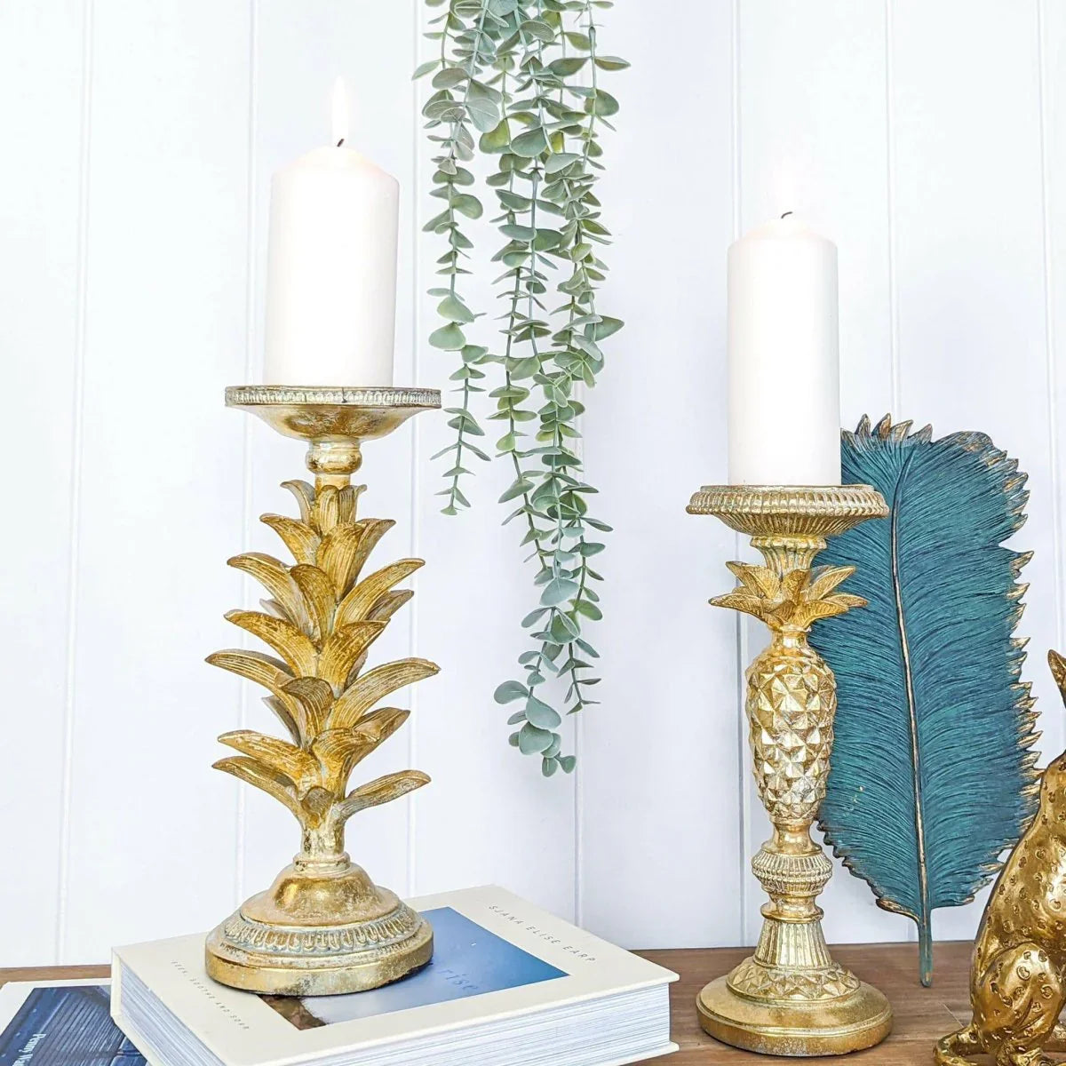 Golden Leaves Candle Stand - Exquisite Homewares 