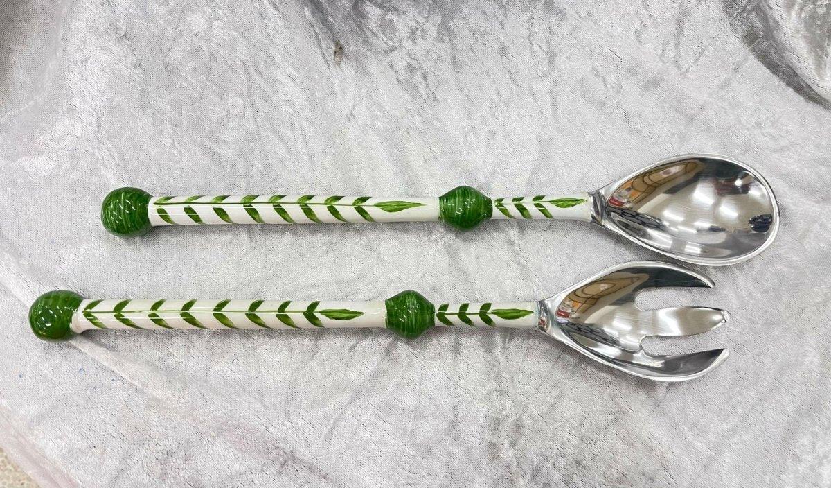 Green Ceramic Salad Servers - Exquisite Homewares 