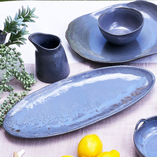 Grey - Blue Large Oval Platter - Exquisite Homewares