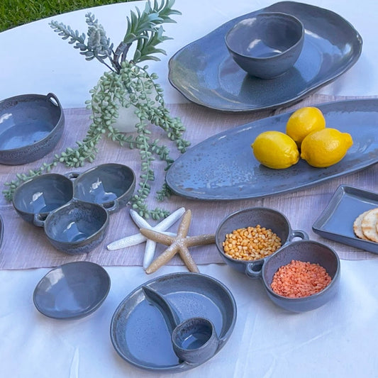 Grey - Blue Sauce Dish - Exquisite Homewares
