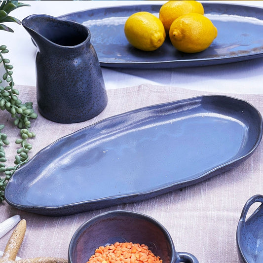 Grey - Blue Small Oval Platter - Exquisite Homewares