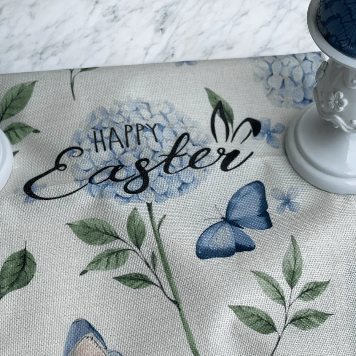Happy Easter Blue Butterfly Table Runner - Exquisite Homewares 