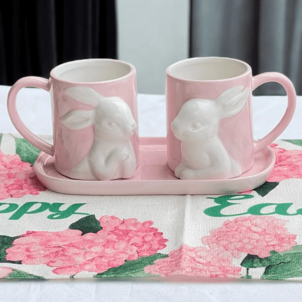 Happy Easter Pink Hydrangea Table Runner - Exquisite Homewares 