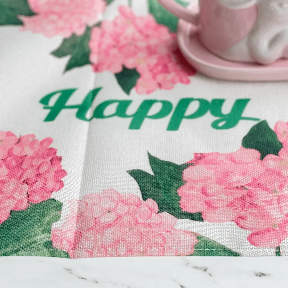 Happy Easter Pink Hydrangea Table Runner - Exquisite Homewares 