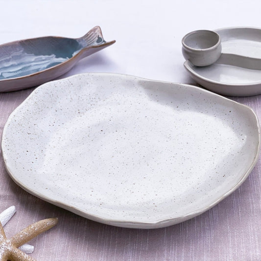 Ivory Abstract Oval Platter - Exquisite Homewares