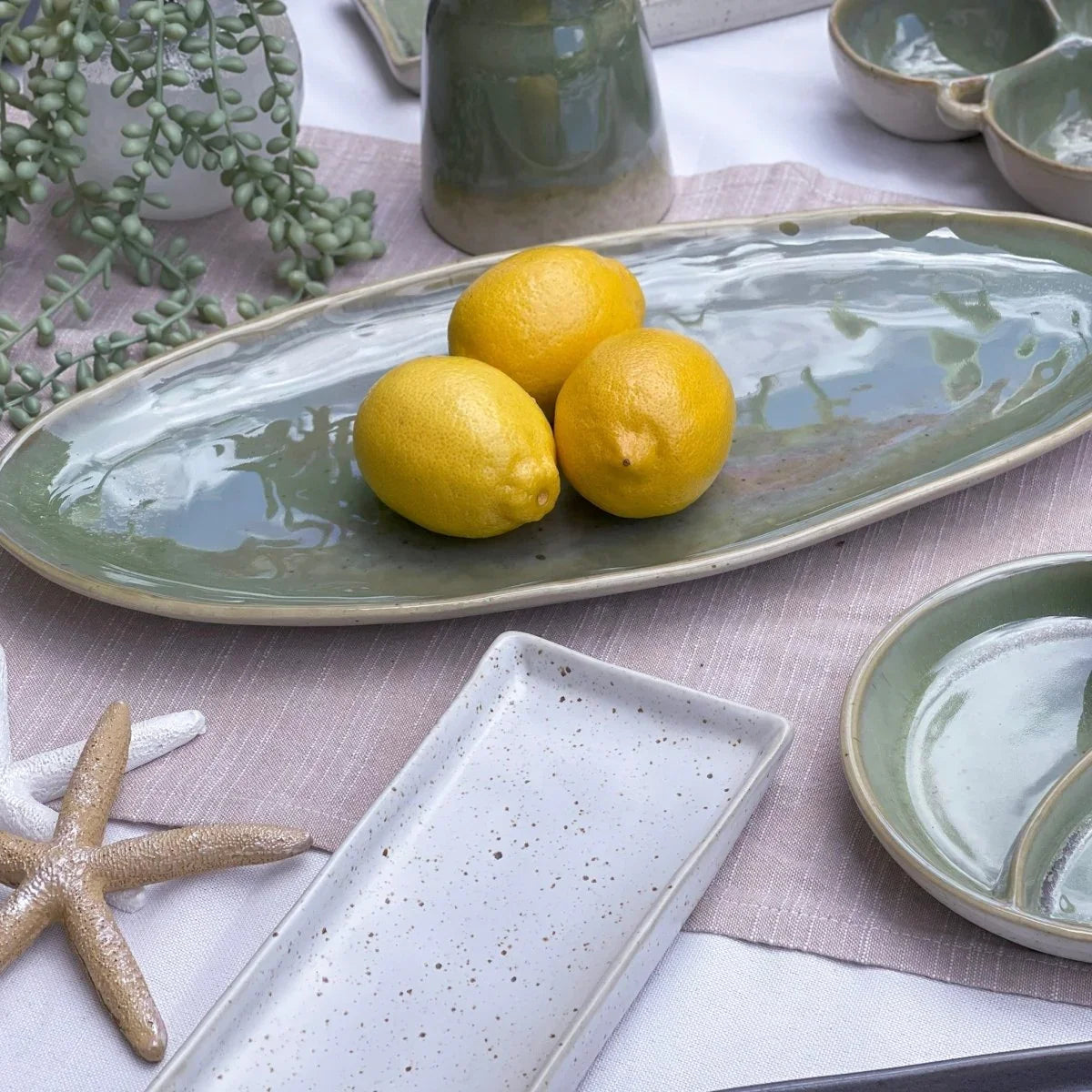 Ivory Abstract Oval Platter - Exquisite Homewares 