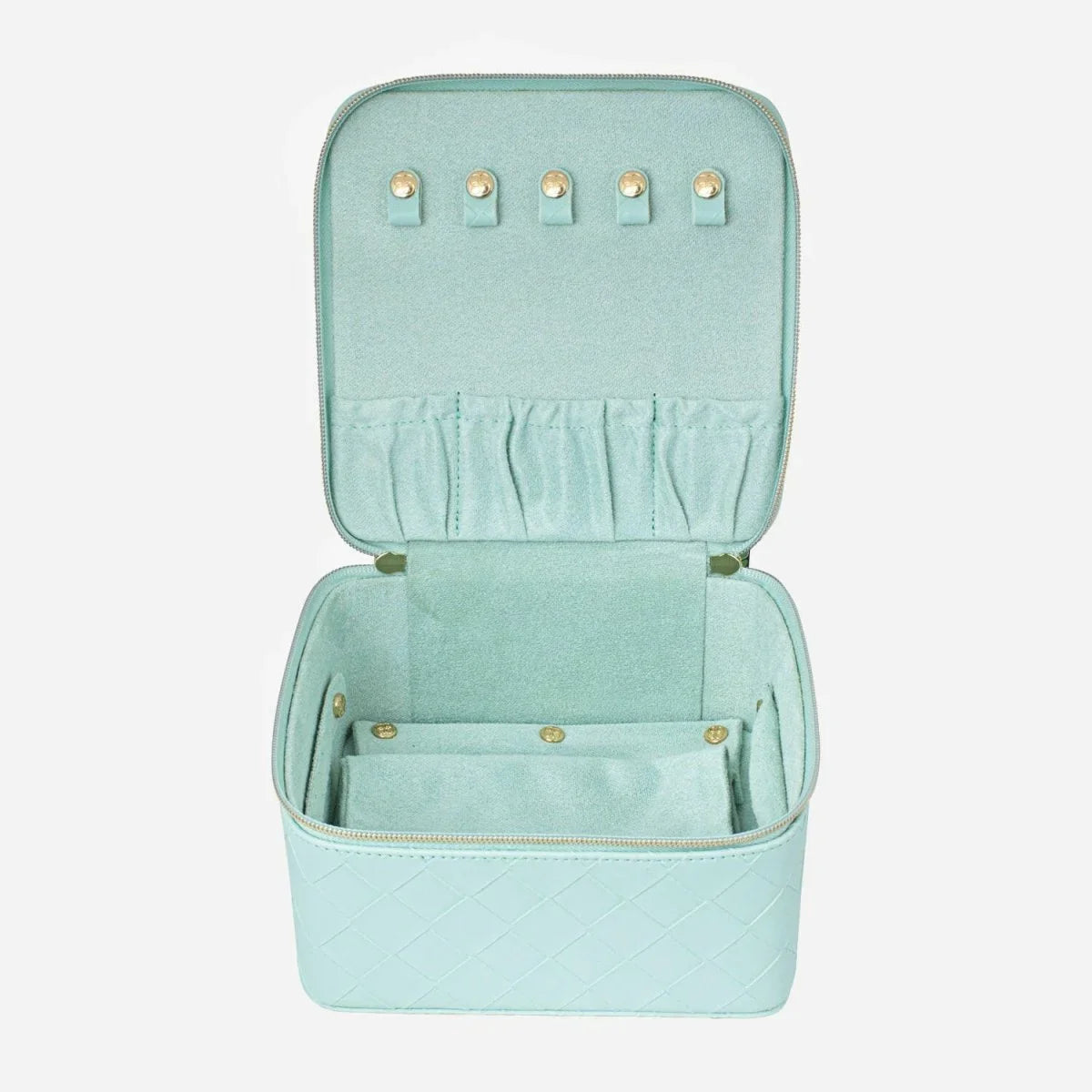 Large Jewellery Cube - Woven Teal - Exquisite Homewares 