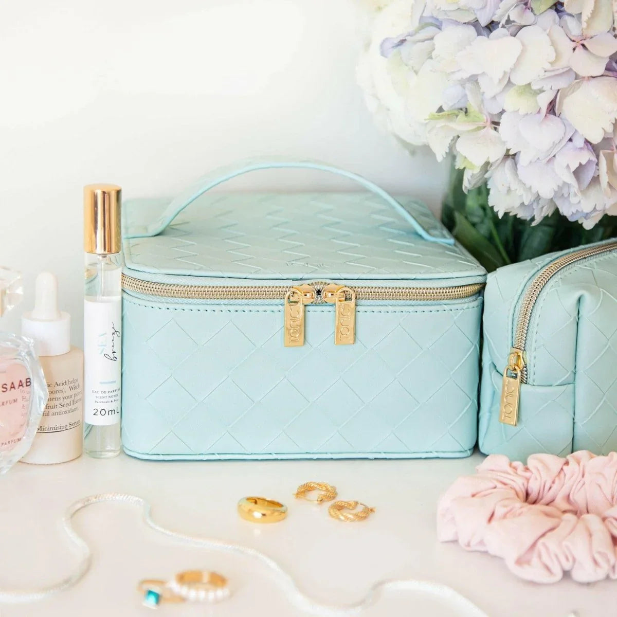Large Jewellery Cube - Woven Teal - Exquisite Homewares 