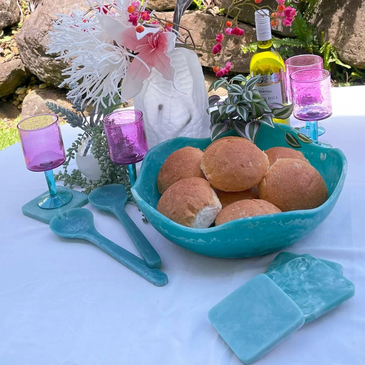 Lorne Salad Servers Blue - Exquisite Homewares 