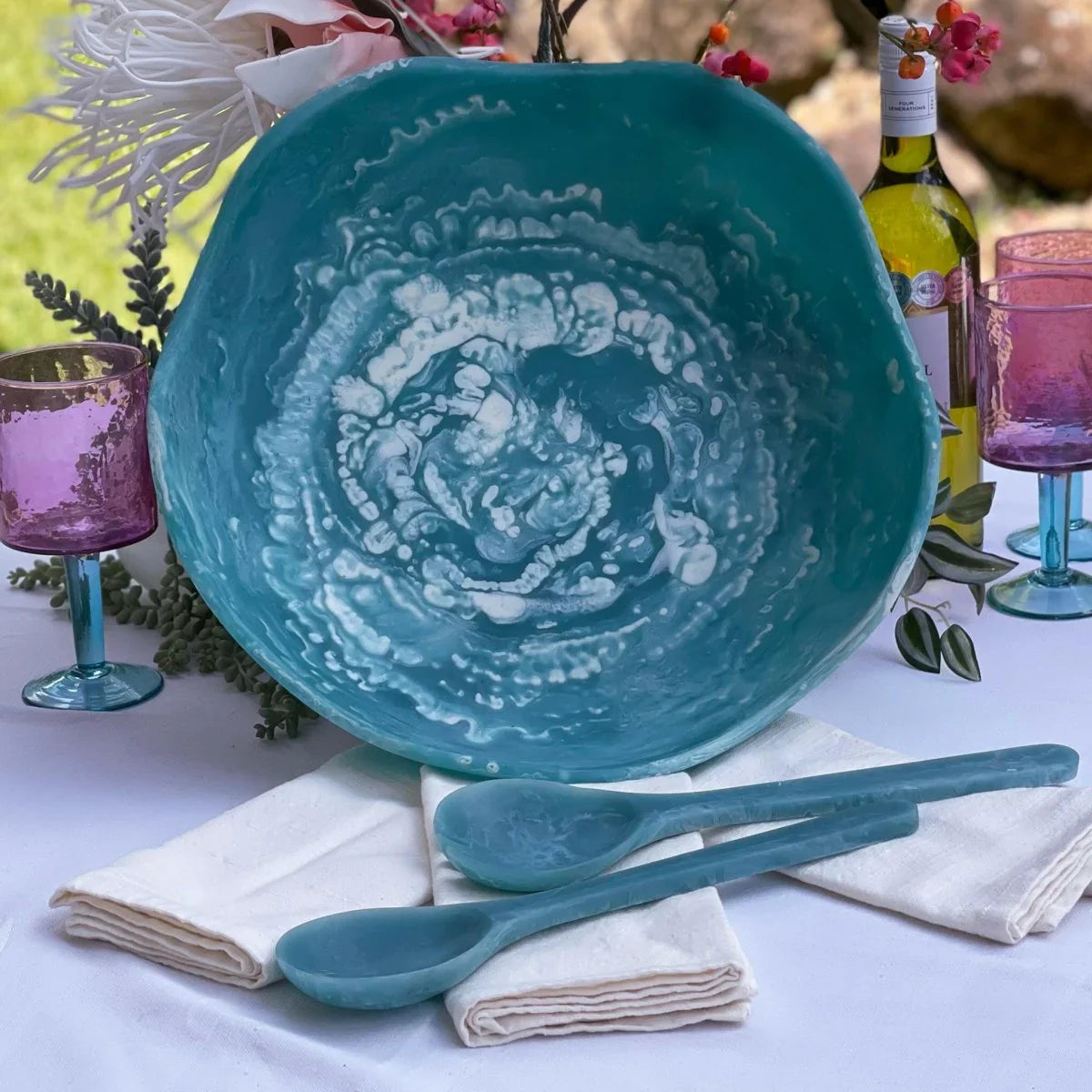 Lorne Salad Servers Blue - Exquisite Homewares 