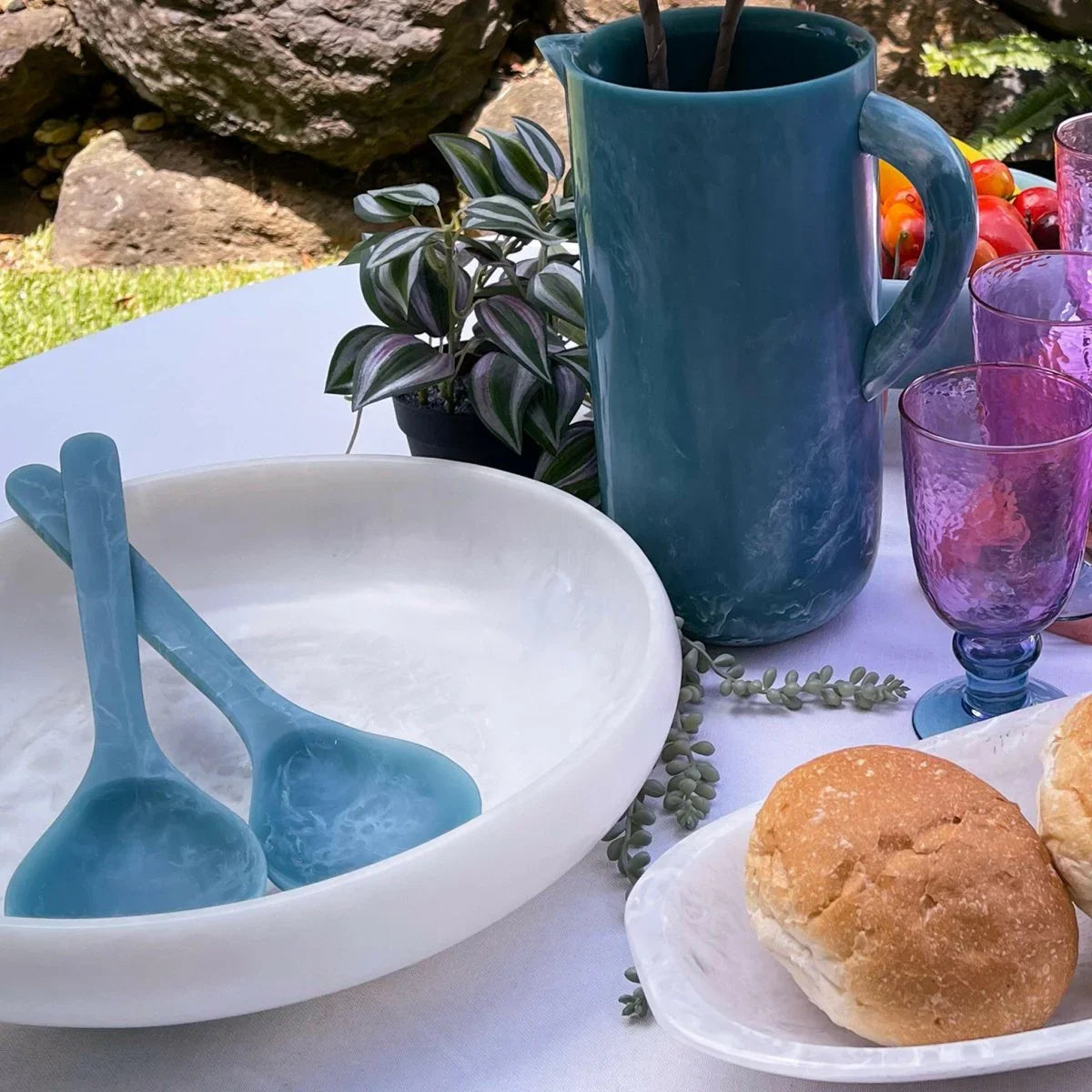 Lorne Salad Servers Blue - Exquisite Homewares 