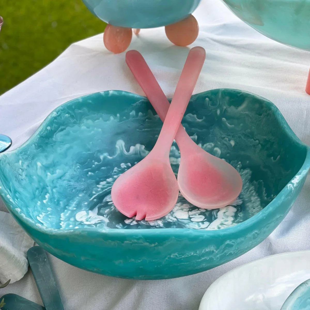 Lorne Salad Servers Pink - Exquisite Homewares 